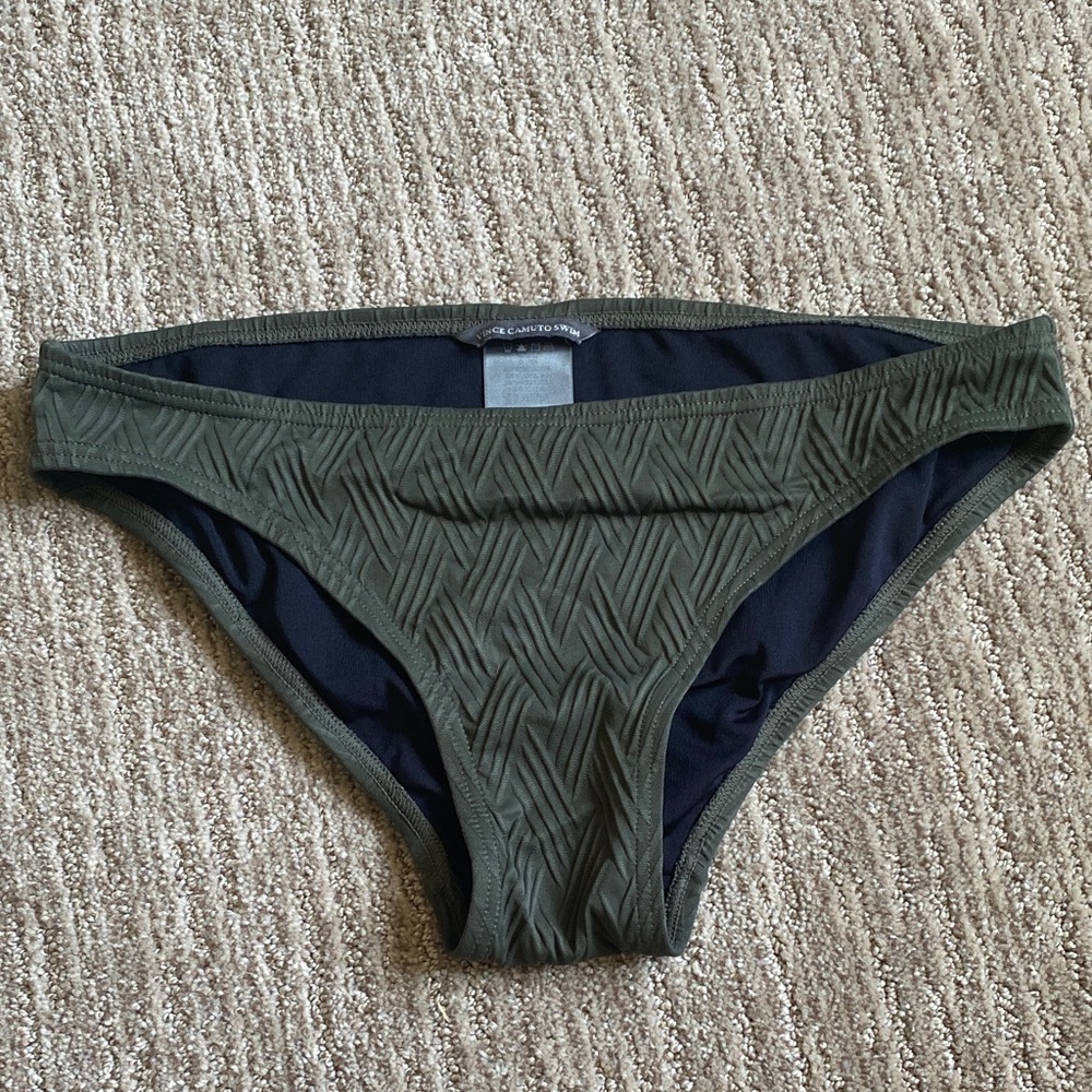 Vince Camuto Swim Olive Green Textured Swim Bottoms